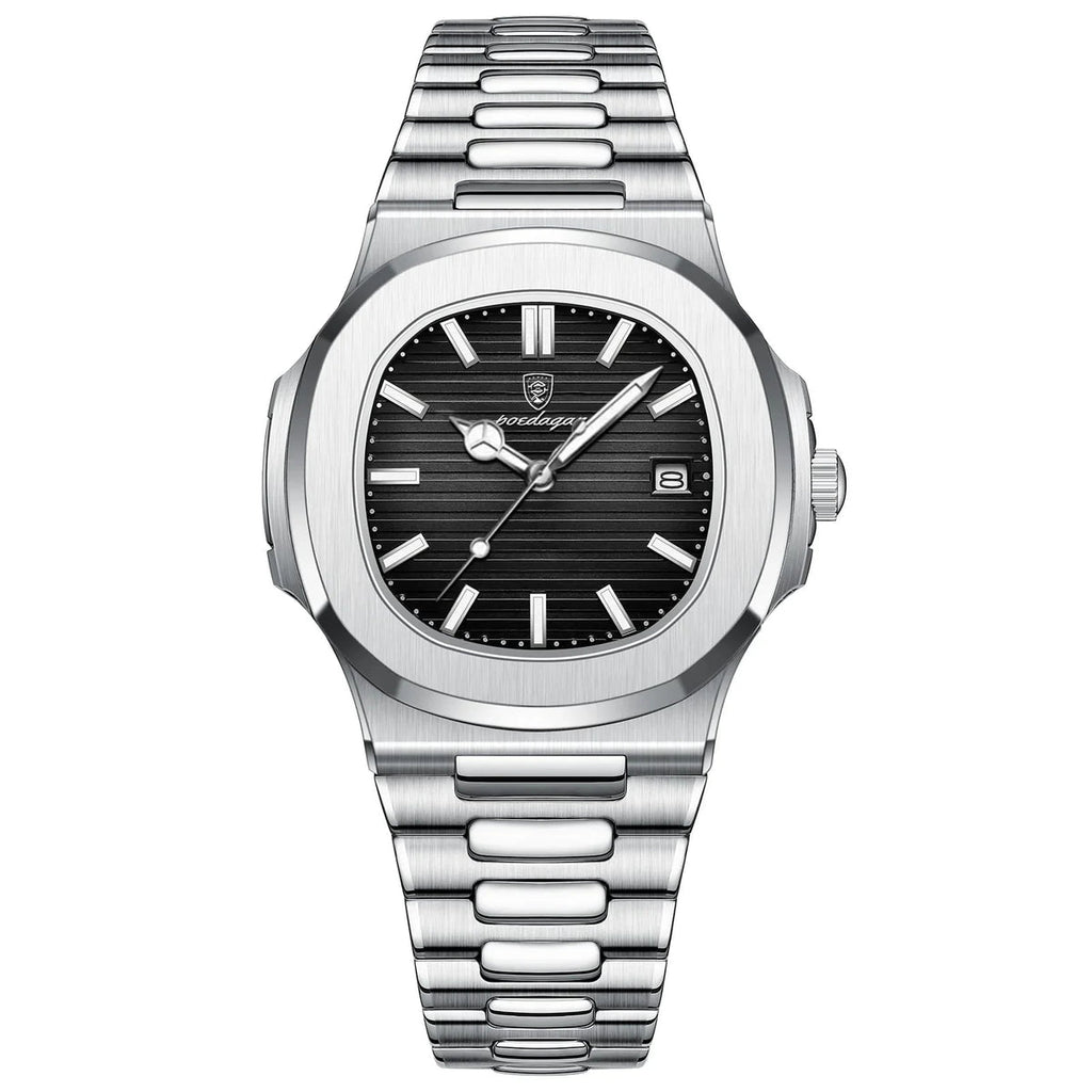Errav Classic Black Dial Stainless Steel Waterproof Watch