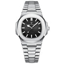 Errav Classic Black Dial Stainless Steel Waterproof Watch