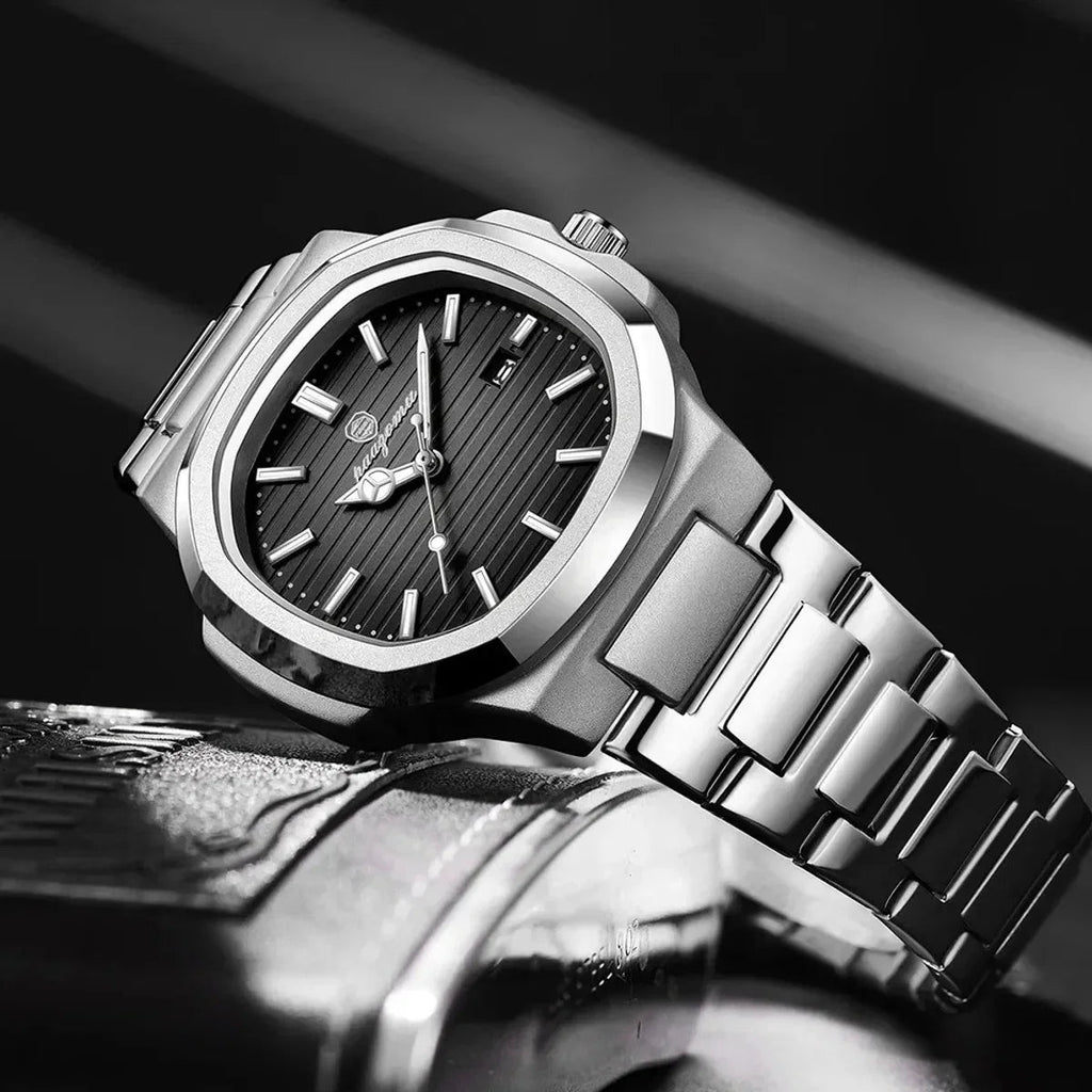 Errav Classic Black Dial Stainless Steel Waterproof Watch