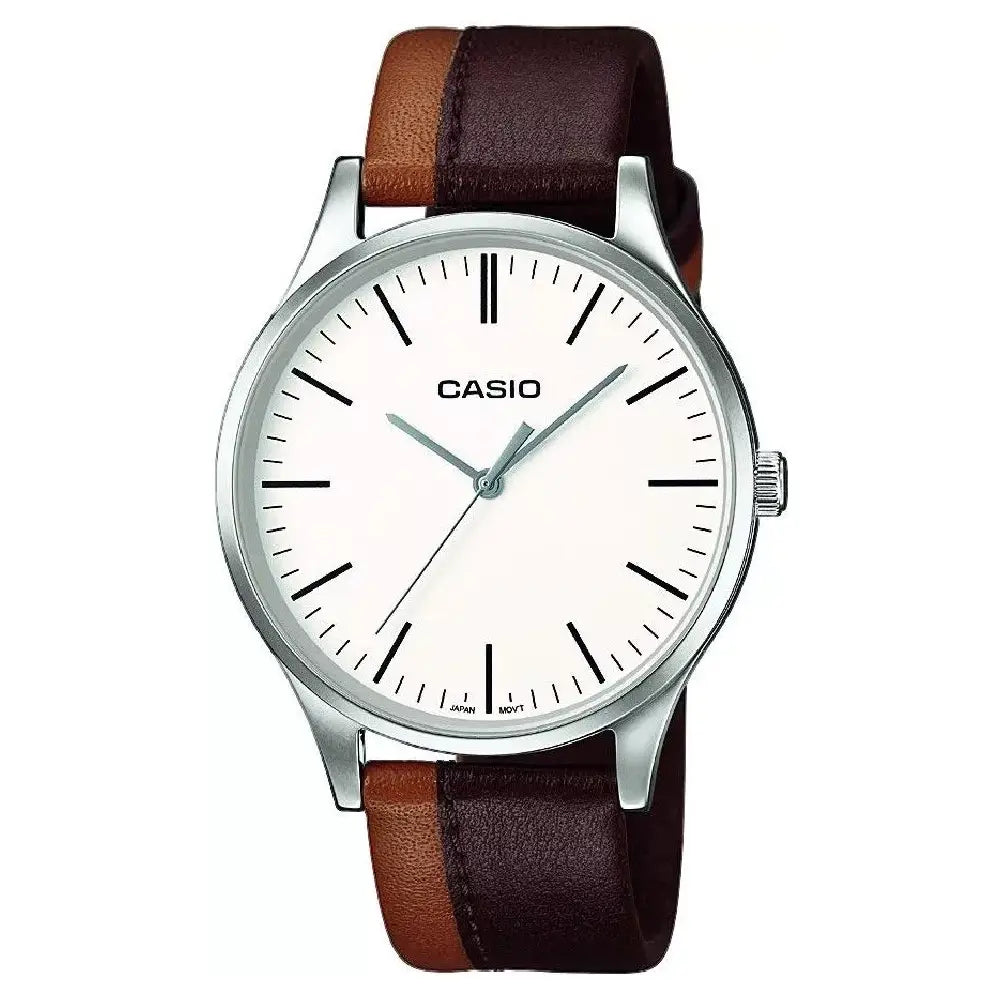 Casio Classic Analog "Perfect Duo" MTP-E133L-5EDF White Dial 38mm Leather Strap Women's Watch