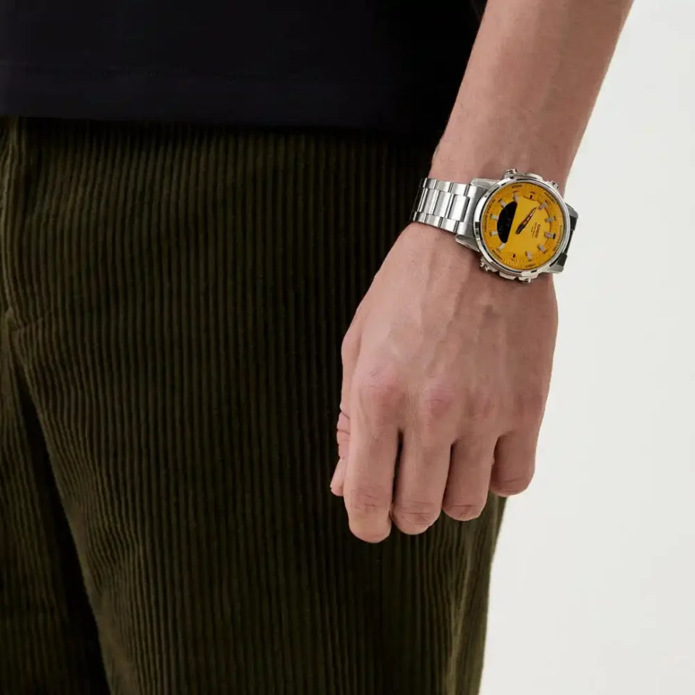 Casio Illuminator Yellow Dial Stainless Steel Watch