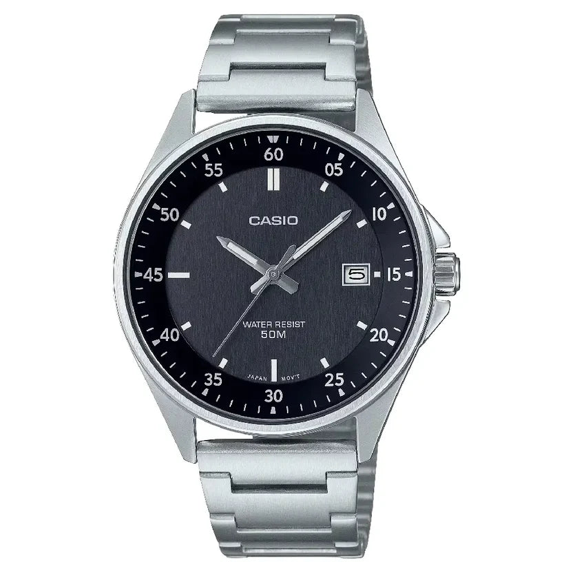 Casio Enticer MTP-E705D-1EVDF Date Analog Black Dial Stainless Steel Men's Watch