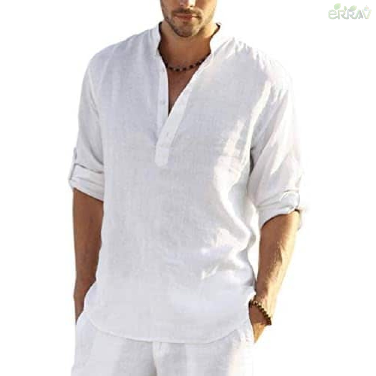 Men's Cotton Linen Henley Shirt