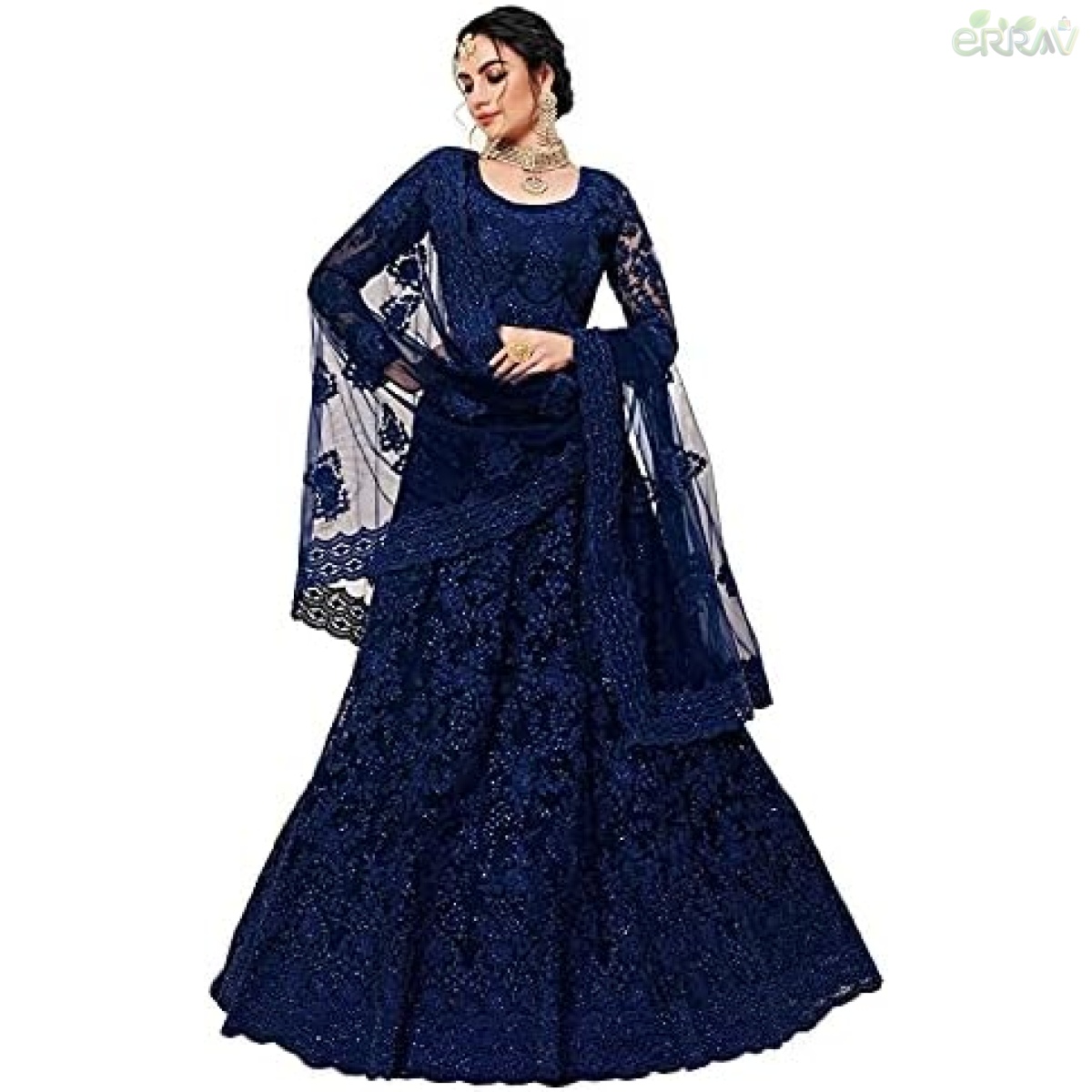 Embroidered Net Lehenga Choli by Nir Fashion Semi Stitched