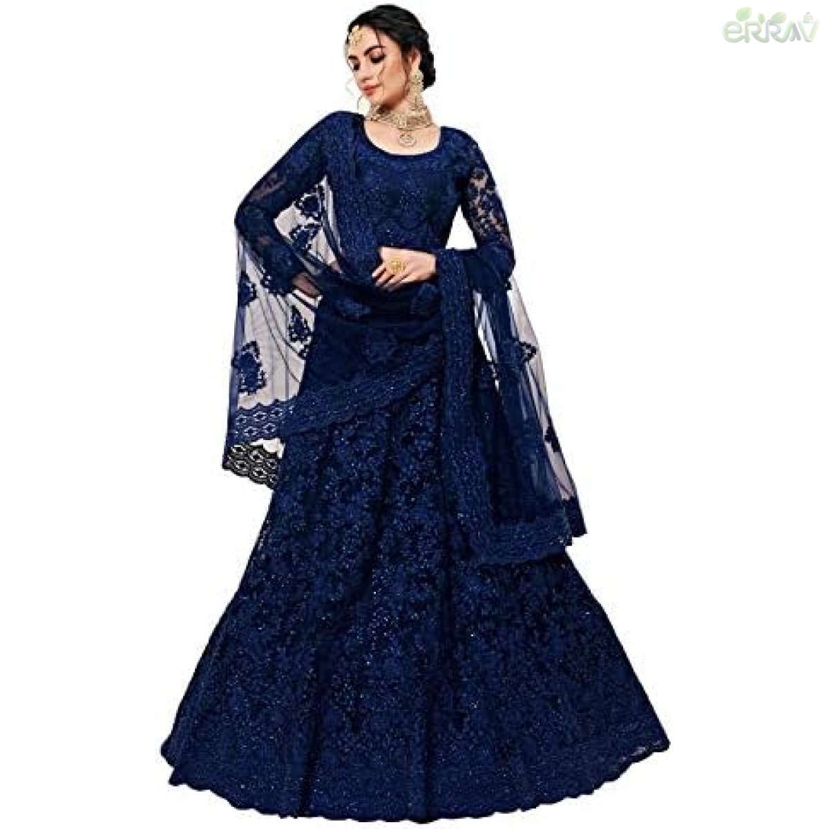 Bollyclues Women's Net Embroidered Lehenga Choli