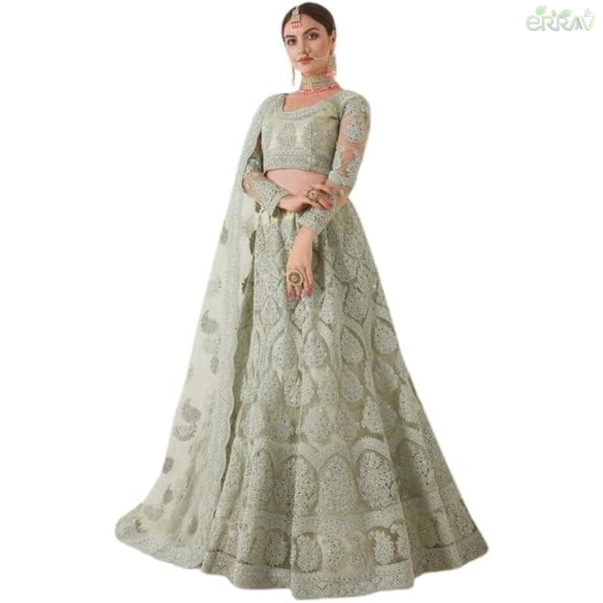 Nir Fashion Women's Net Semi Stitched Lehenga Choli