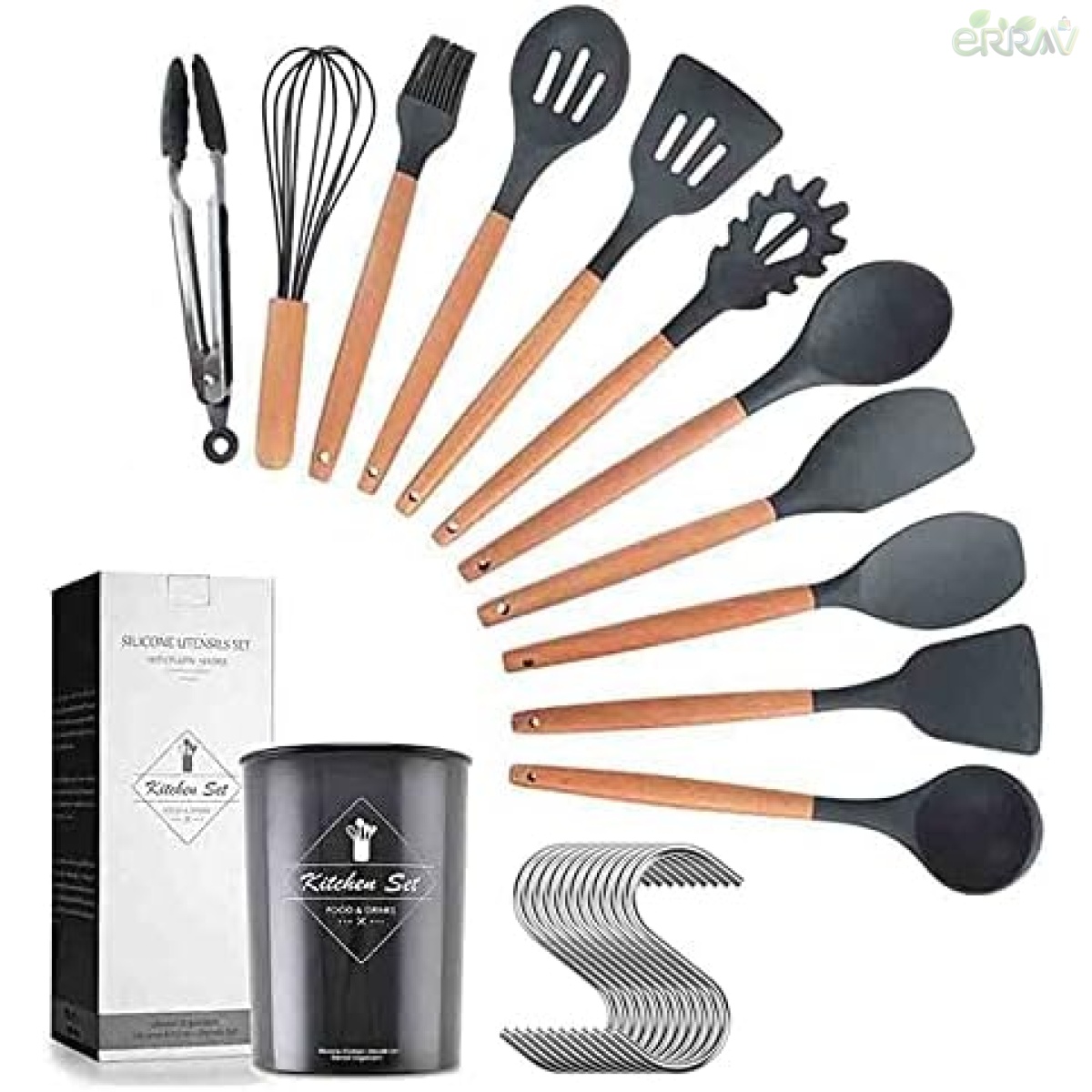 Cooking Utensils Set with Storage Bucket